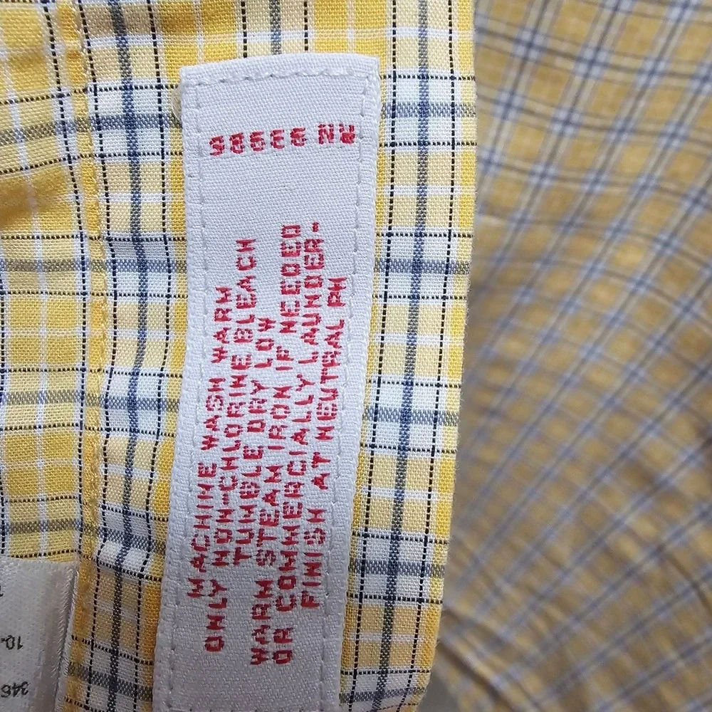 Brooks Brothers Y2K 346 Original Polo Shirt Yellow‎ Plaid Mens L Cotton